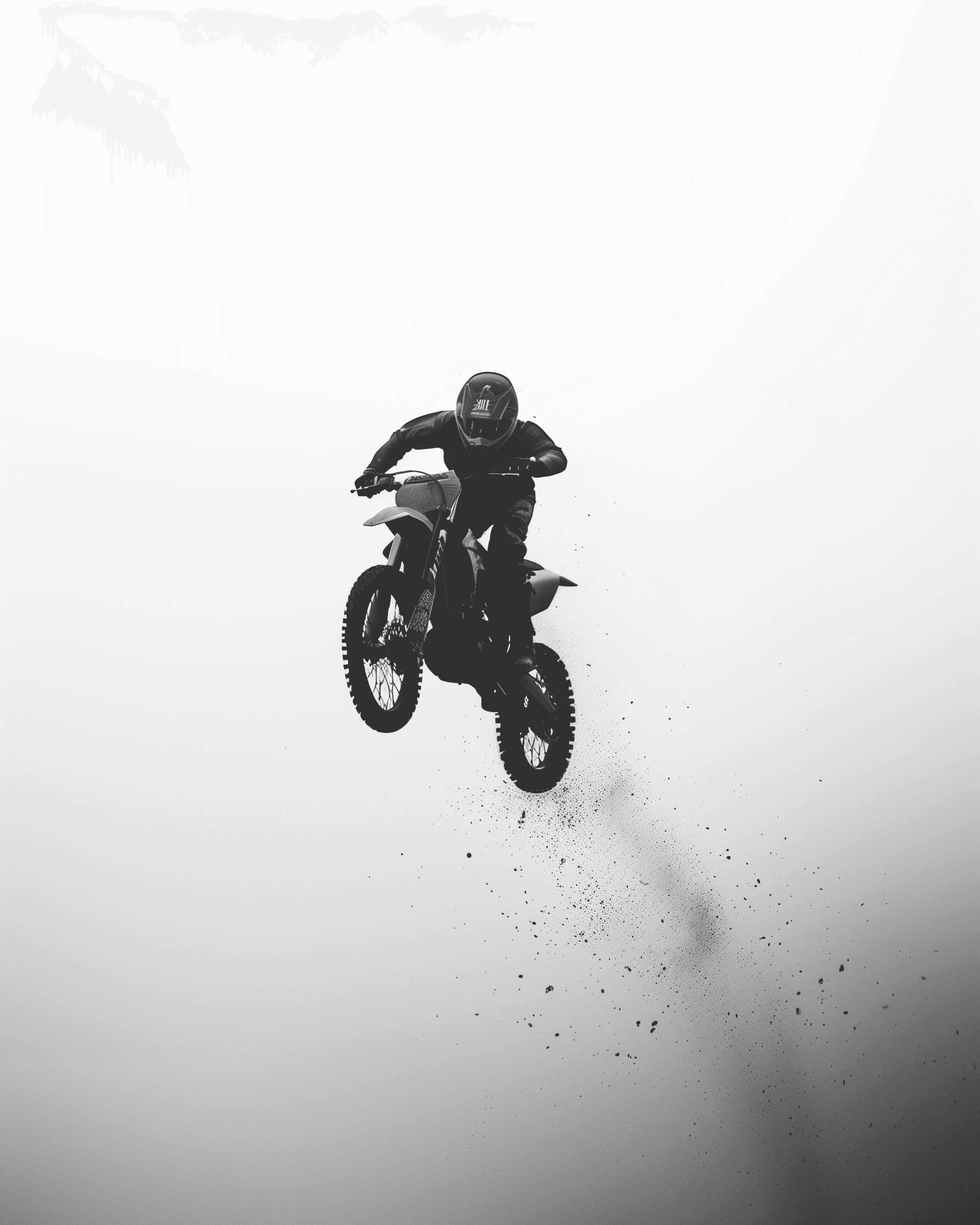 A motorcycle in mid-air flight